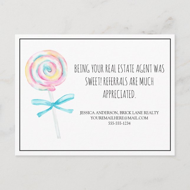 Postal Referencias de bienes raíces Lollipop Marketingst (Anverso)