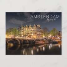 Reflejo de las luces de la ciudad Amsterdam de noc