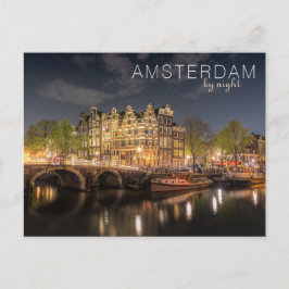 Postal Reflejo de las luces de la ciudad Amsterdam de noc