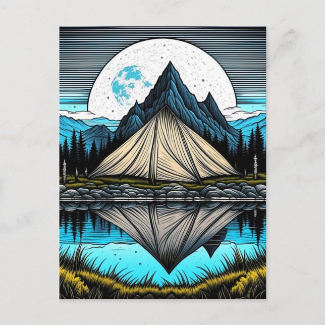 Postal Reflejo de una carpa en el lago en las montañas (Anverso)