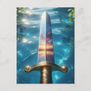 Postal Reflejo Místico del Arte de la Espada de Fantasía