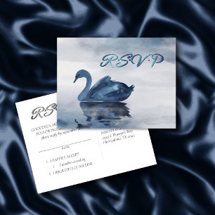 Postal Reflejos Brumosos   RSVP de Boda del Cisne Azul Po