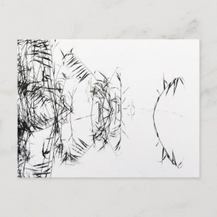 Postal Reflejos de agua de cañas abstractas en blanco y n