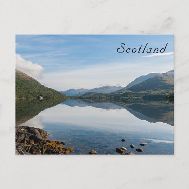 Postal Reflejos de montañas en Loch Creran - Escocia (Anverso)
