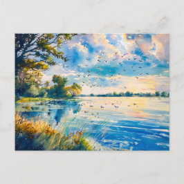 Postal Reflejos del atardecer en acuarela de Havel Havell