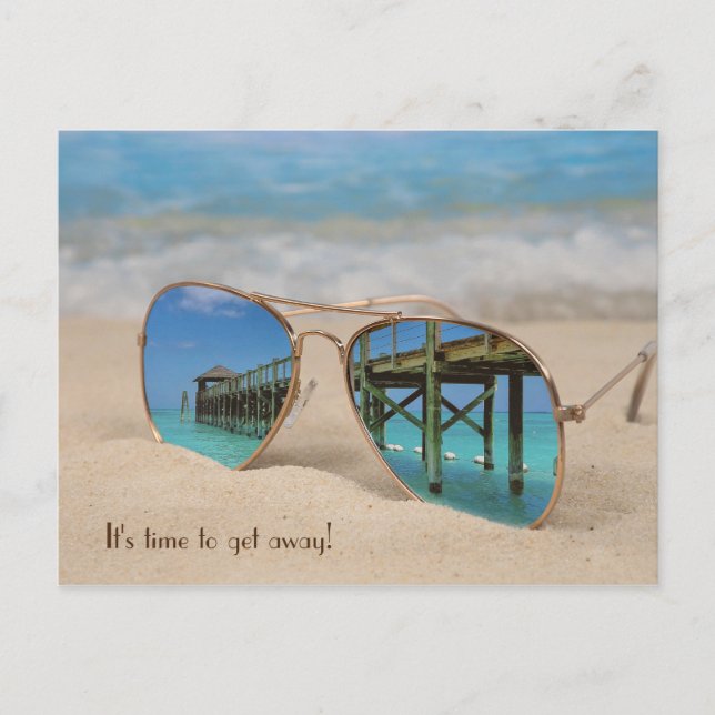 Postal Reflexión de gafas de sol de viaje de vacaciones (Anverso)