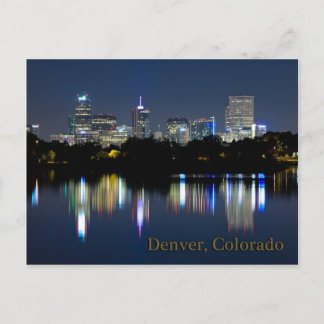 Postal Reflexión de la línea aérea nocturna de Denver