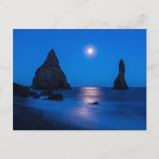 Postal Reflexión de la luna | Islandia, Reynisdrangur (Anverso)