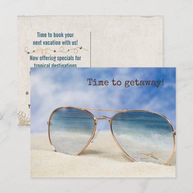 Postal Reflexión De La Starfish Oceánica En Gafas De Sol (Anverso / Reverso)