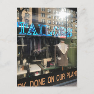 Postal Reflexión de la ventana de la tienda de sastres NY