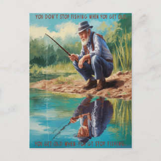 Postal Reflexión del pescador senior
