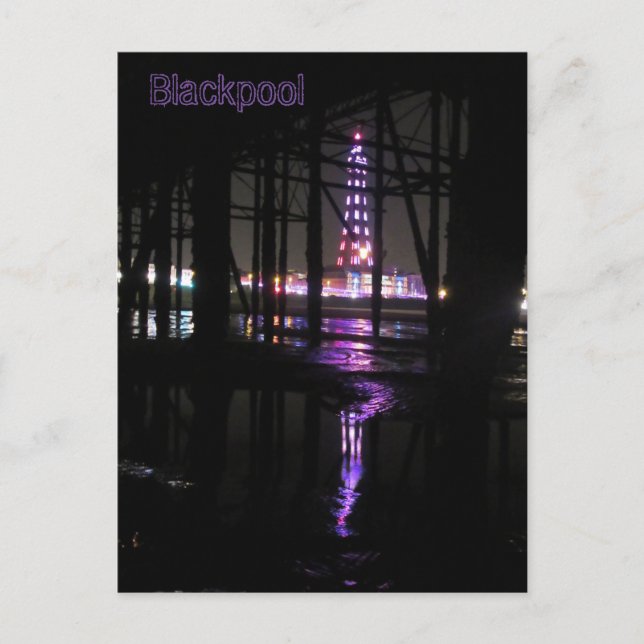 Postal Reflexión en el agua de la Torre Blackpool, (Anverso)