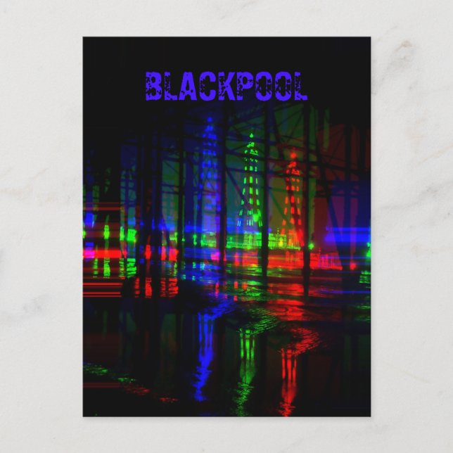 Postal Reflexión sobre el agua de la Torre Blackpool, roj (Anverso)