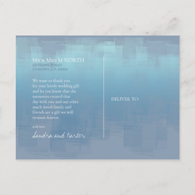 Postal Reflexiones de acuarela Gracias Dusty Blue ID774 (Reverso)