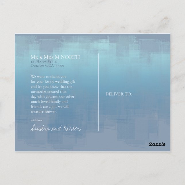 Postal Reflexiones de acuarela Gracias Dusty Blue ID774 (Reverso)