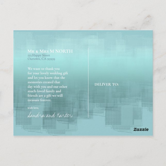 Postal Reflexiones de acuarela GraciasTeal ID774 (Reverso)