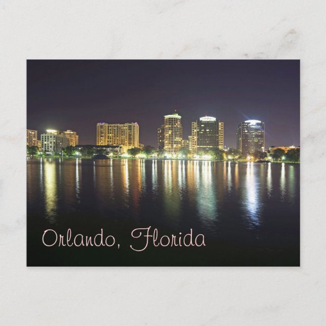 Postal Reflexiones de Orlando, FL desde el lago Eola (Anverso)