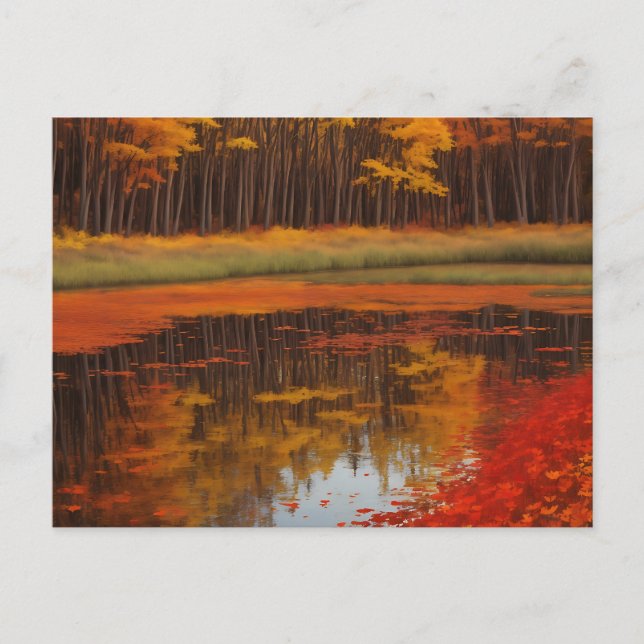 Postal Reflexiones de otoño en un lago sereno (Anverso)