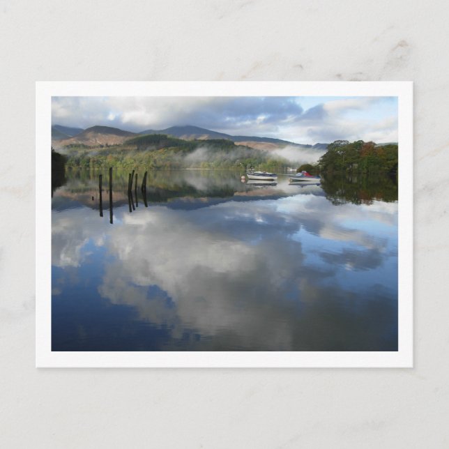 Postal Reflexiones en barco sobre Derwentwater (Anverso)