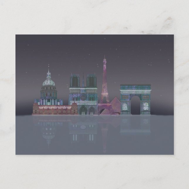 Postal Reflexiones nocturnas en el Skyline de París (Anverso)
