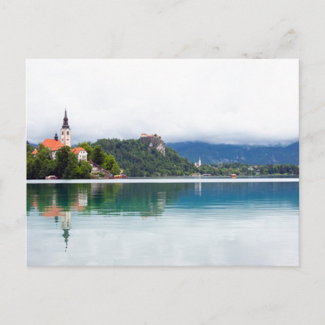 Postal Reflexiones sobre el lago Bled, Eslovenia (Anverso)