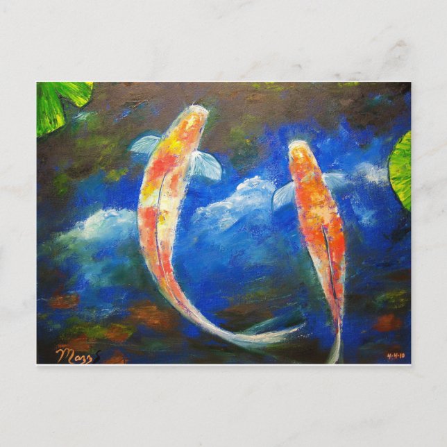 Postal Reflexiones sobre la nube de peces de Koi (Anverso)