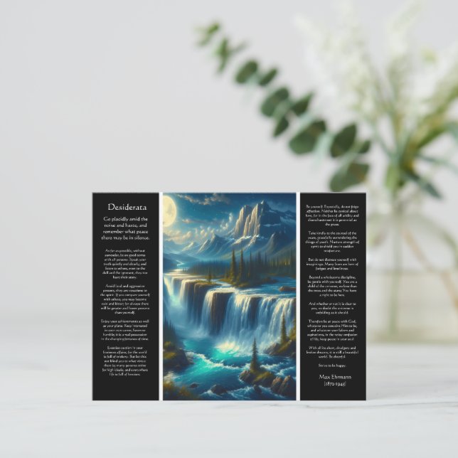 Postal Reflexiones sobre las cataratas de Desiderata (Anverso de pie)