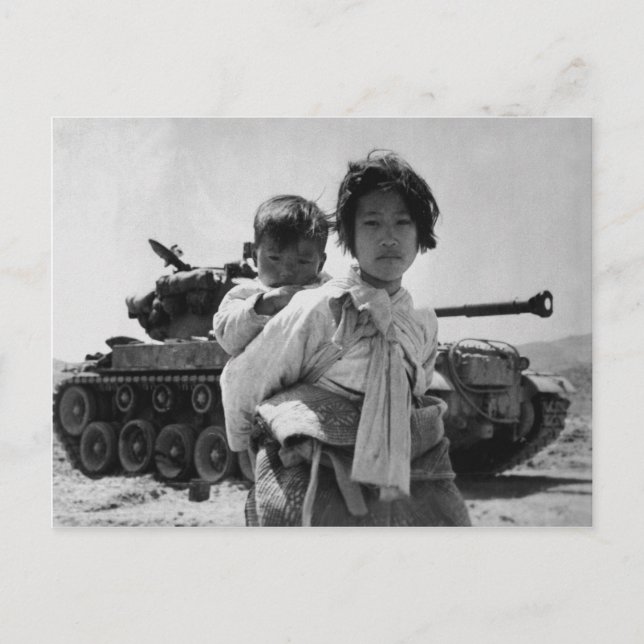 Postal Refugiado de guerra coreano con bebé (Anverso)