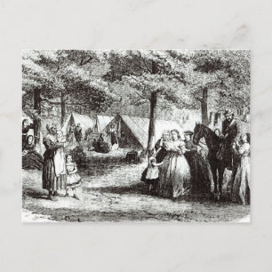 Postal Refugiados del sur acampando en el bosque