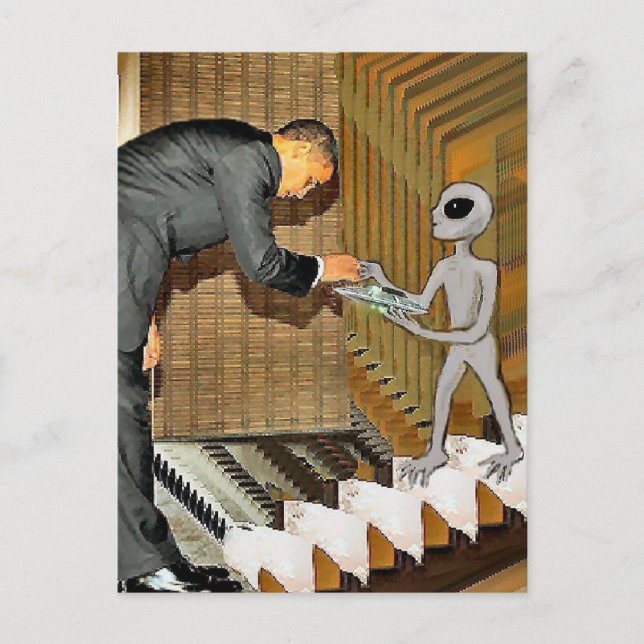 Postal Regalo alienígena a Obama (Anverso)