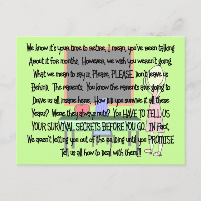 Postal Regalo artístico de historias de retiro de maestro (Anverso)