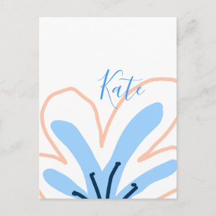 Postal Regalo boho retro de flor pastel naranja azul agre
