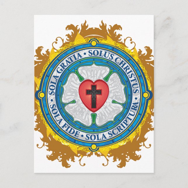 Postal Regalo cristiano Luther Rosa Jesús cruza los ángel (Anverso)