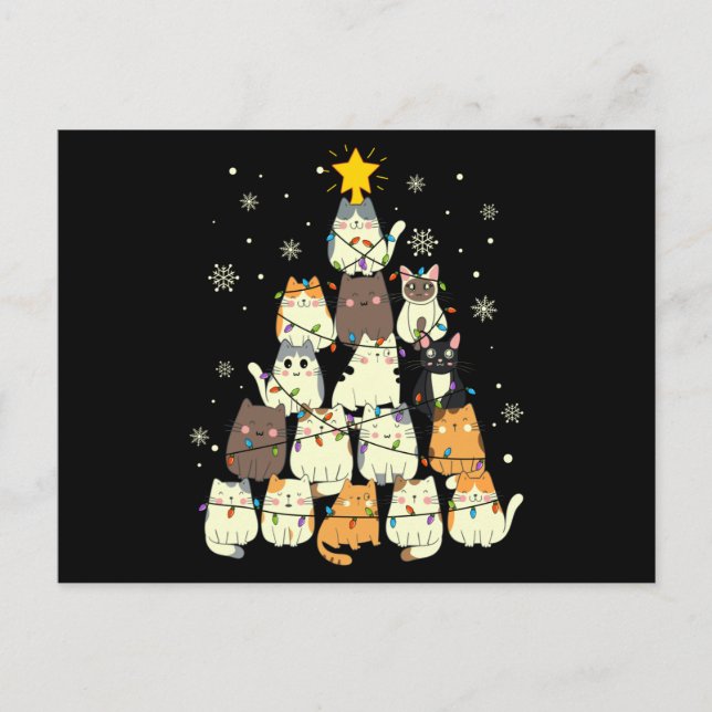 Postal Regalo de árbol de navidad para gatos, decoración  (Anverso)