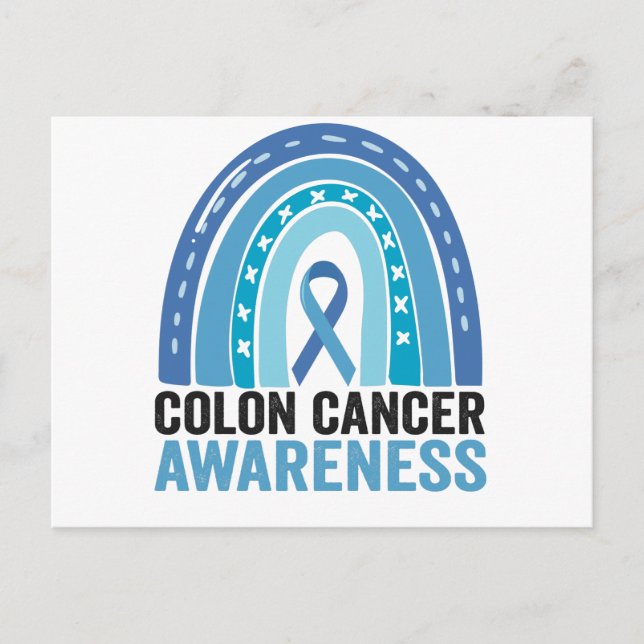 Postal Regalo de Arcoíris Azul de Conciencia del Cáncer d (Anverso)