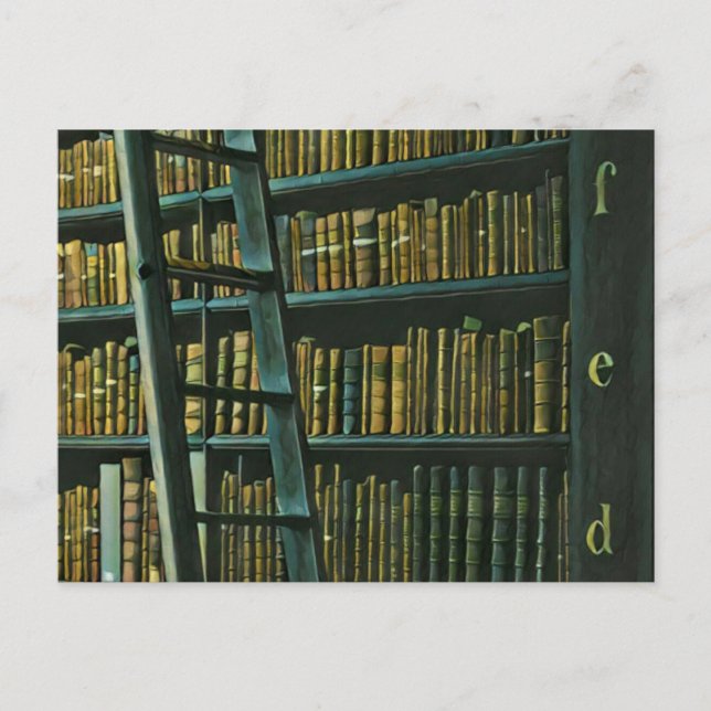 Postal Regalo de arte de lectura de vintage (Anverso)