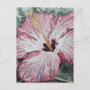 Postal regalo de arte de pintura en acuarela de flores de