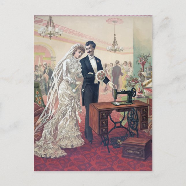 Postal Regalo de bodas retro vintage (Anverso)