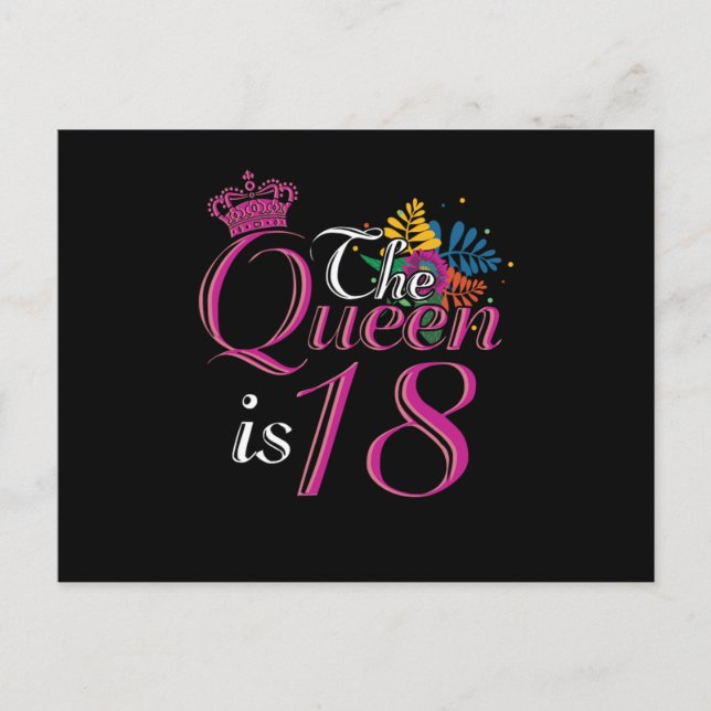 Postal Regalo de Celebración de Cumpleaños 18 La Reina Cu (Anverso)