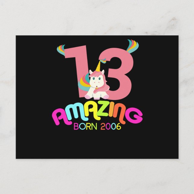 Postal Regalo de celebración de cumpleaños número 13 Incr (Anverso)