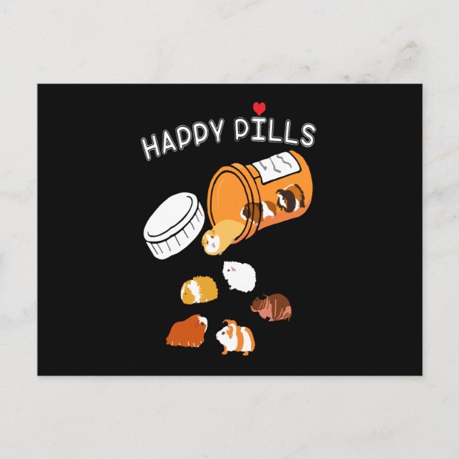 Postal Regalo de cerdo de Guinea | Cerdo de Happy Pills G (Anverso)