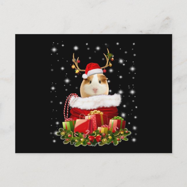Postal Regalo de cerdo de Guinea | Cerdo navideño (Anverso)