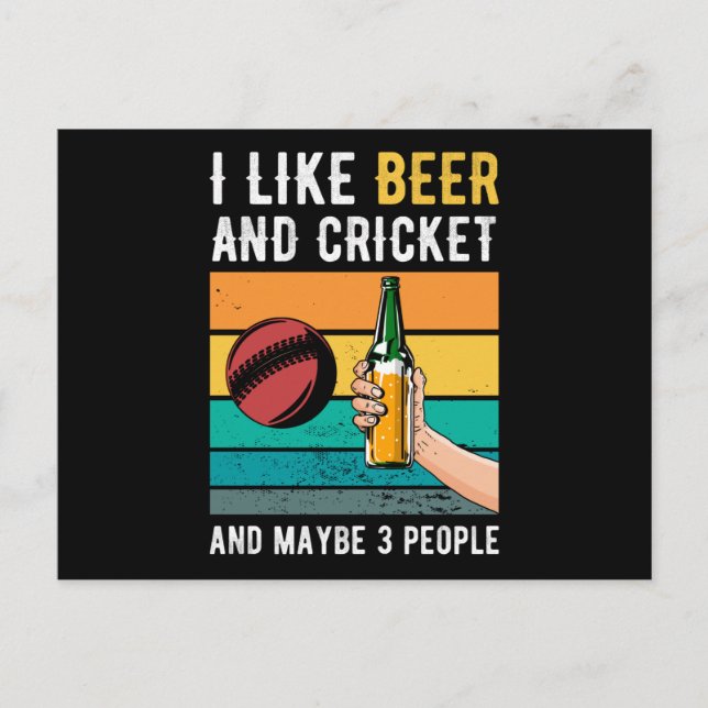 Postal Regalo De Cricket Y Cerveza Retro (Anverso)