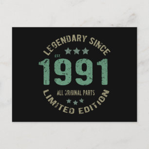 Postal Regalo de Cumpleaños 34 Años Leyenda de 1991 Regal