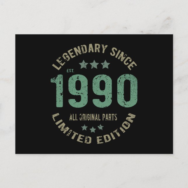 Postal Regalo de cumpleaños 35 años Leyenda de 1990 Cumpl (Anverso)