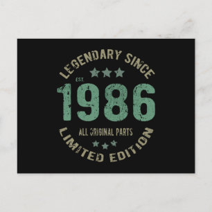 Postal Regalo de cumpleaños 39 años Leyenda de 1986 Cumpl