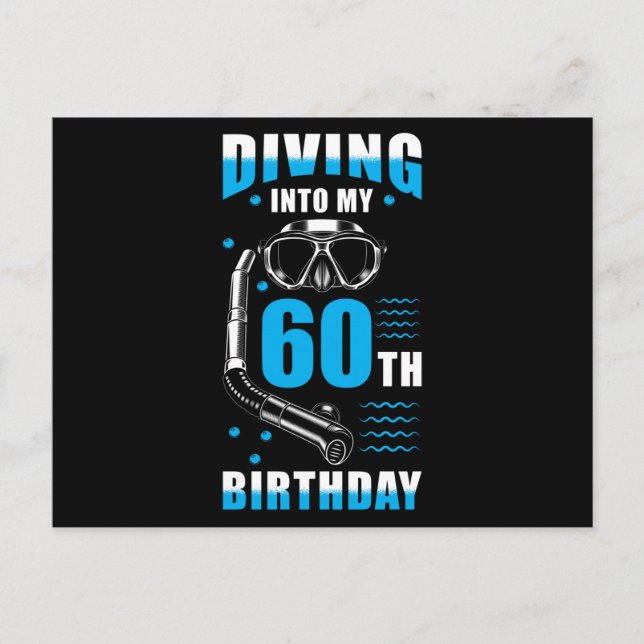 Postal Regalo de cumpleaños 60 para buzo (Anverso)