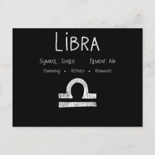 Postal Regalo de cumpleaños con signo zodiacal Libra vint