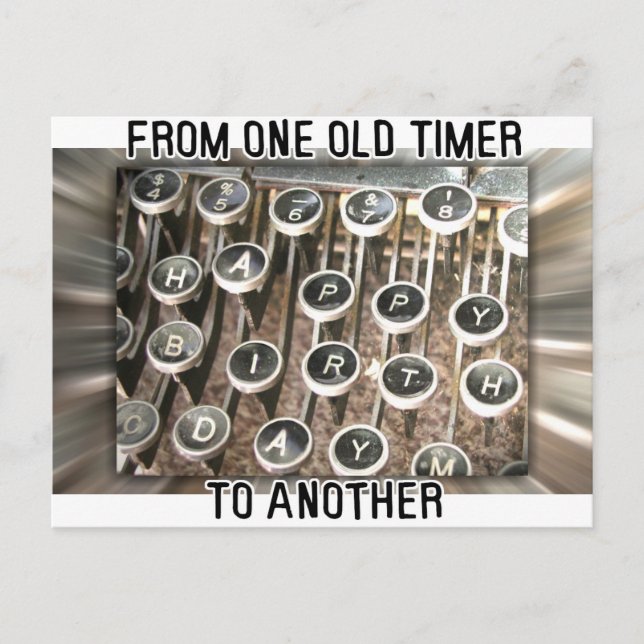 Postal Regalo de cumpleaños de la máquina de escribir (Anverso)
