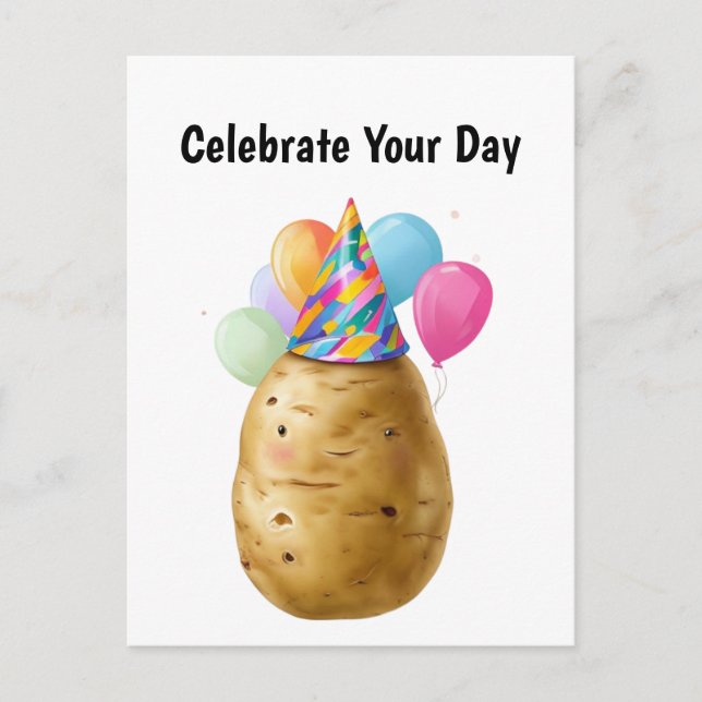 Postal Regalo de cumpleaños de patata divertida patata (Anverso)
